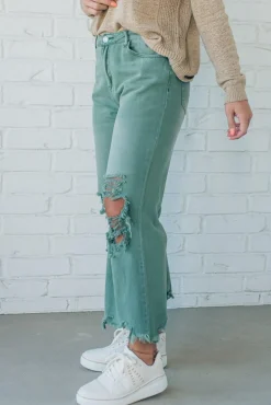 Riah Distressed and Washed Wide Leg Pants - BIBI