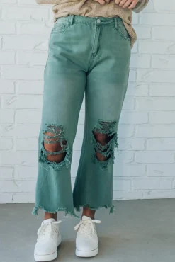 Riah Distressed and Washed Wide Leg Pants - BIBI