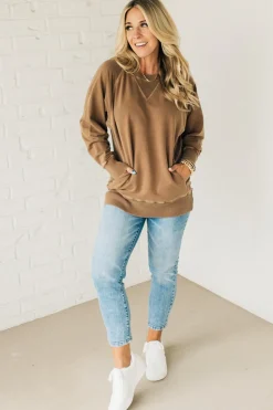 Ribbed Accent Pocketed Pullover