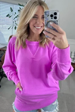 Ribbed Accent Pocketed Pullover