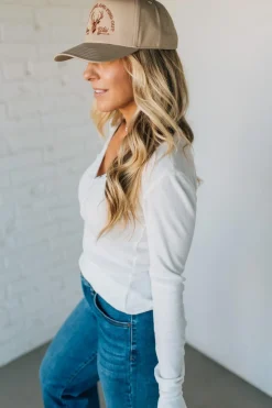 Ribbed Snap Henley Top