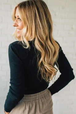 Ribbed Snap Henley Top