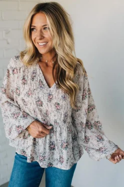 Roman V-Neck Smocked Top