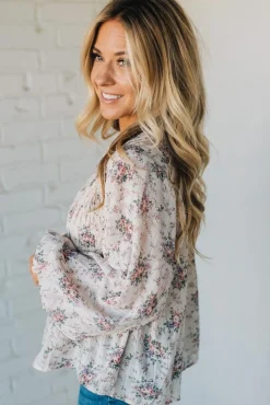 Roman V-Neck Smocked Top