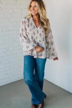 Roman V-Neck Smocked Top