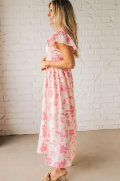 Ruffle Sleeve Square Neck Maxi Dress