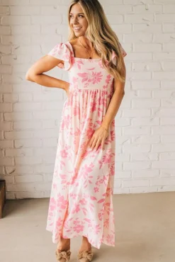 Ruffle Sleeve Square Neck Maxi Dress