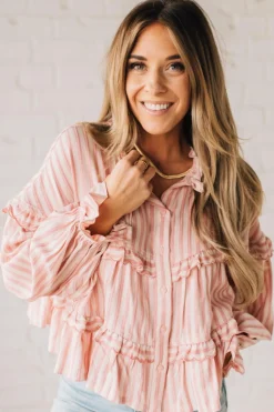 Ruffled Seam Stripe Top