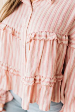 Ruffled Seam Stripe Top