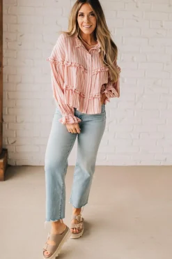 Ruffled Seam Stripe Top