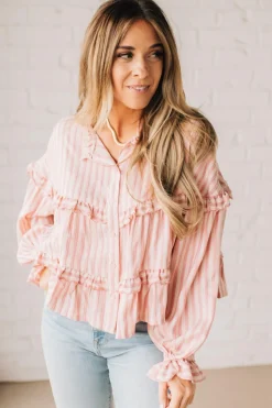 Ruffled Seam Stripe Top