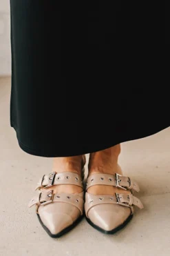 Sawyer Studded Pointed Toe Flats | Taupe