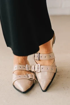 Sawyer Studded Pointed Toe Flats | Taupe