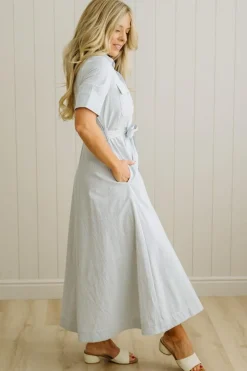 Saylor Striped Cotton Button Down Dress