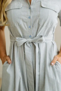 Saylor Striped Cotton Button Down Dress