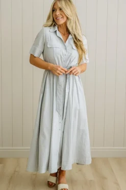 Saylor Striped Cotton Button Down Dress