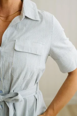 Saylor Striped Cotton Button Down Dress