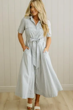 Saylor Striped Cotton Button Down Dress