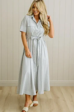 Saylor Striped Cotton Button Down Dress