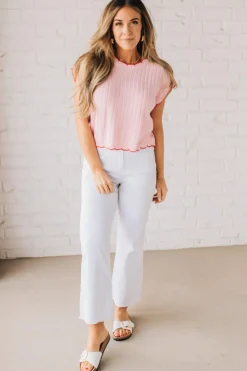 Scalloped Contrast Sweater Tee