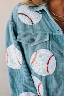 Sequin Baseball Corduroy Jacket