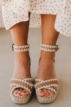 Shayla Embroidered Strap Wedges