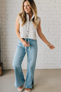 Sisiney Side Slit High Rise Drawstring Jeans - ANNIEWEAR