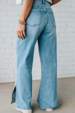 Sisiney Side Slit High Rise Drawstring Jeans - ANNIEWEAR