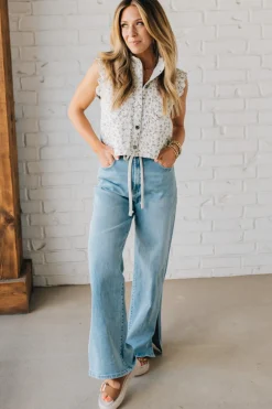 Sisiney Side Slit High Rise Drawstring Jeans - ANNIEWEAR