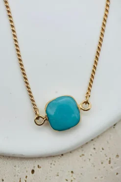 Square Stone Charm Necklace