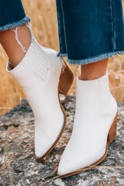 Stella White Snakeskin Booties
