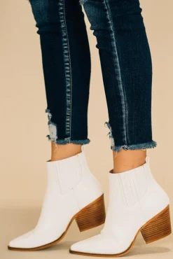 Stella White Snakeskin Booties