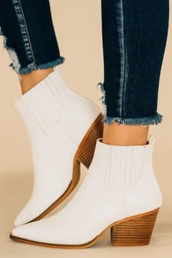 Stella White Snakeskin Booties