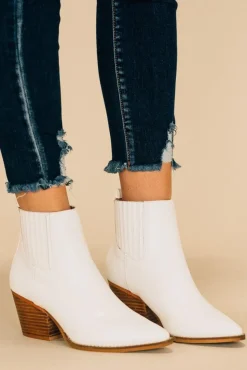 Stella White Snakeskin Booties