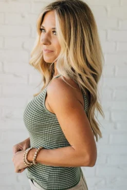 Striped Button Accent Tank