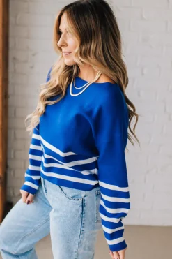 Striped Dipped Crop Sweater
