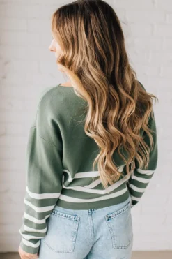 Striped Dipped Crop Sweater