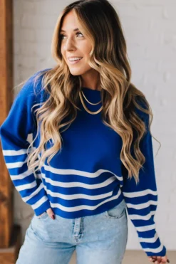 Striped Dipped Crop Sweater