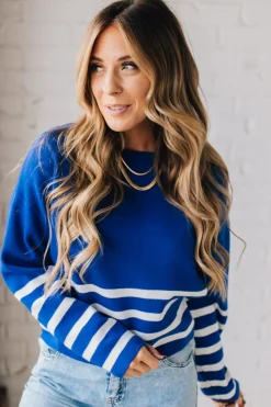 Striped Dipped Crop Sweater