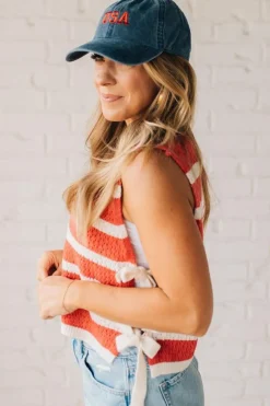 Striped Side Tie Top