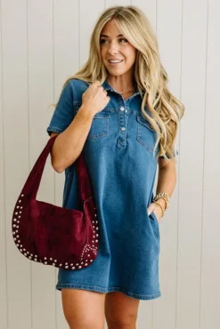 Studded Faux Suede Bag