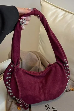 Studded Faux Suede Bag