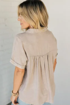 Sydney Wash Linen Collar Top