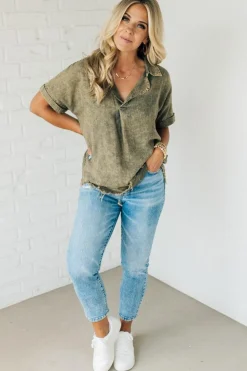 Sydney Wash Linen Collar Top