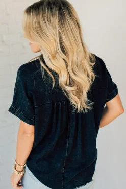 Sydney Wash Linen Collar Top