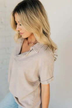 Sydney Wash Linen Collar Top