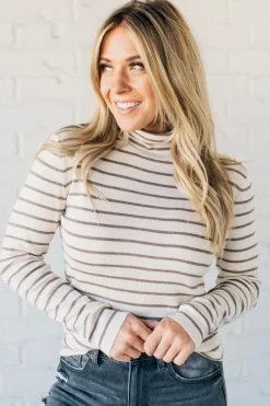 Tate Striped Turtleneck Top