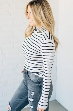 Tate Striped Turtleneck Top