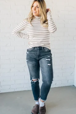 Tate Striped Turtleneck Top