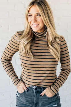 Tate Striped Turtleneck Top